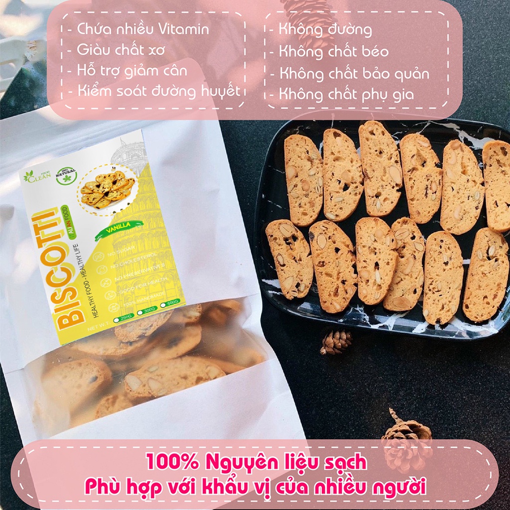 Bánh ăn kiêng biscotti ONFOD vị vani dành cho người tiểu đường, giảm cân, eat clean 250g 500g