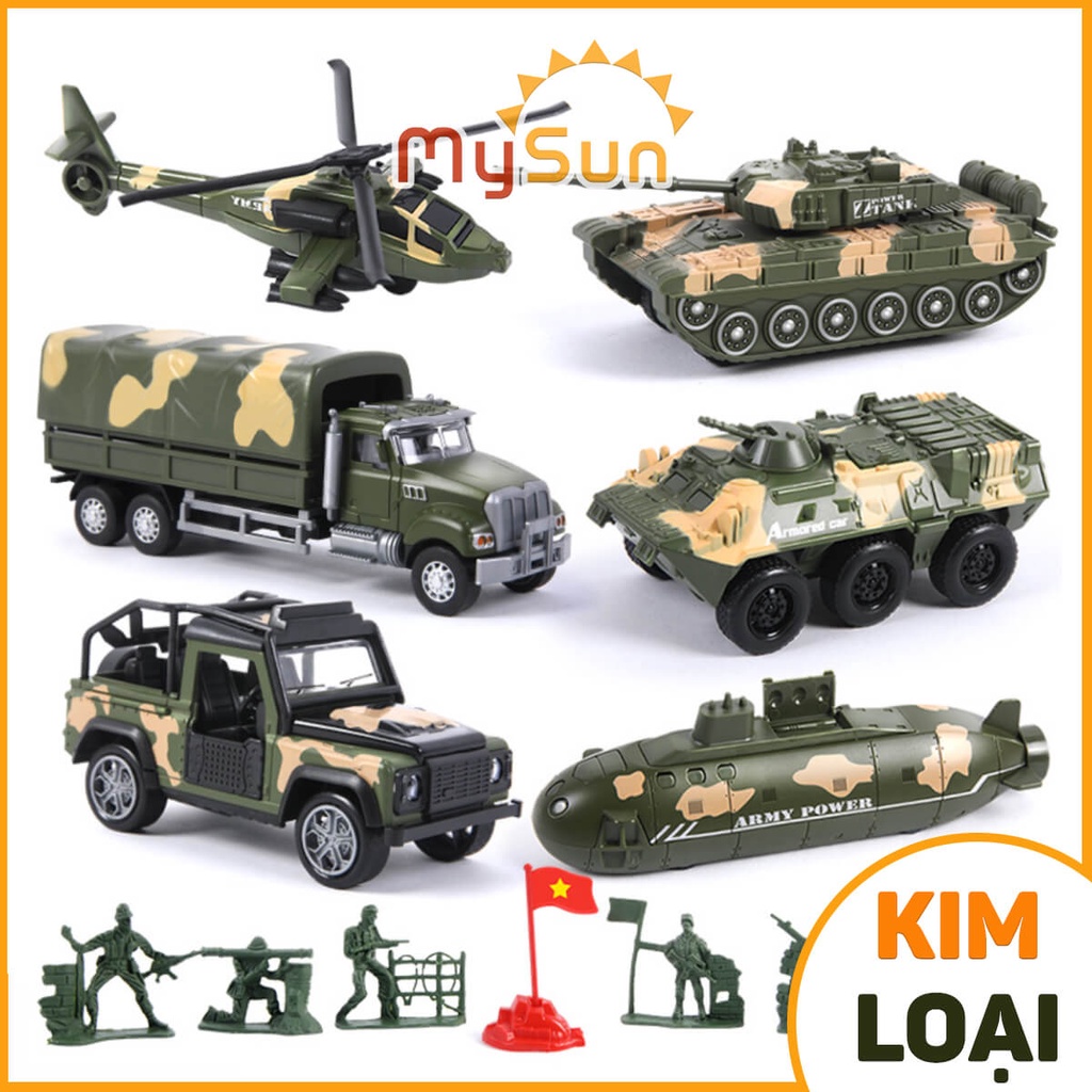 Bộ đồ chơi quân đội mô hình xe tăng, máy bay,tàu ngầm quân sự, lính nhựa - MySun
