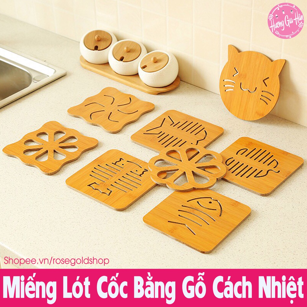 Miếng Lót Cốc Chén Bằng Gỗ Cách Nhiệt, Có Đế Cao Su Giúp Tránh Gây Trầy Xước Cho Bề Mặt Kê Phía Dưới Tấm Lót