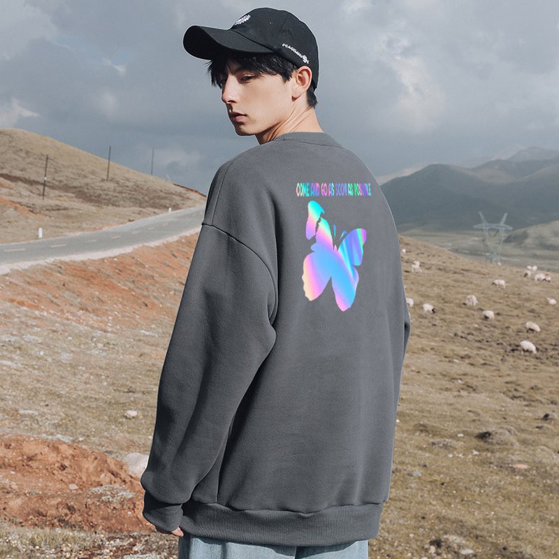 Áo Sweater nỉ phản quang unisex dài tay Con Bướm AS08