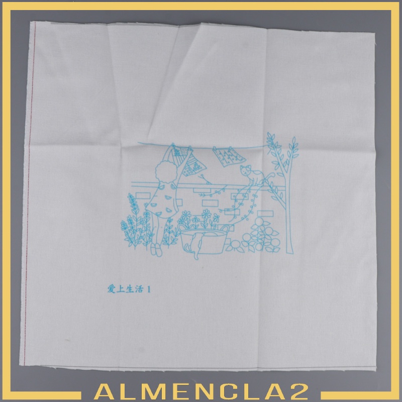 [ALMENCLA2] Stamped Embroidery Kit For Beginner Colorful Life Pattern DIY Home Decor 1