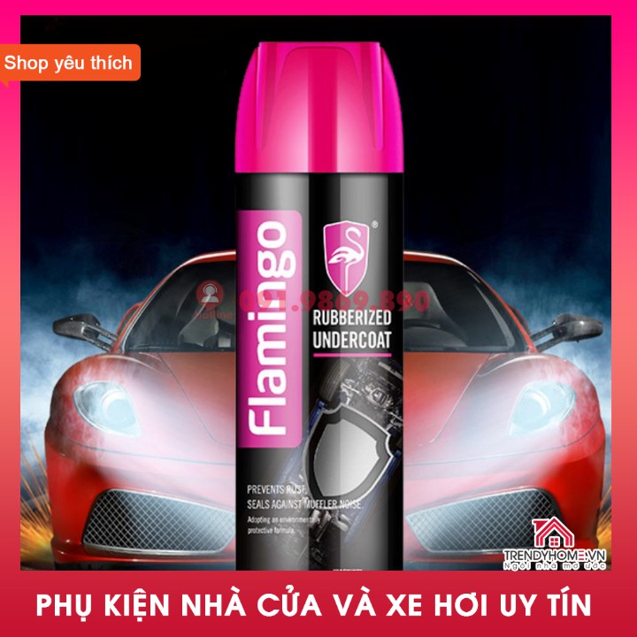 Sơn xịt phủ gầm xe hơi ô tô chống rỉ mọt bảo vệ gầm xe, flamingo rubberized undercoat F021 hàng chính hãng Trendyhome.vn