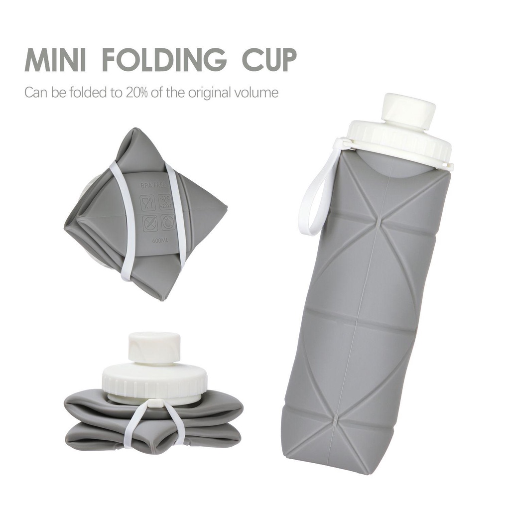 LANSEL Bình Nước Silicone 600ml Có Thể Gấp Gọn Tiện Dụng