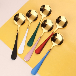 Muỗng Inox 304 không gỉ cám màu loại bóng (hàng loại lớn ăn canh) (hàng có sẵn)