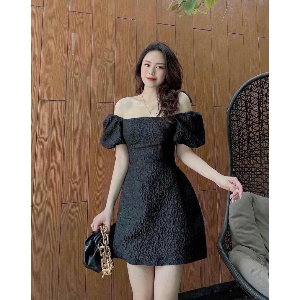 Đầm gấm đen dáng A hotgirl cực xinh - Cila Dress