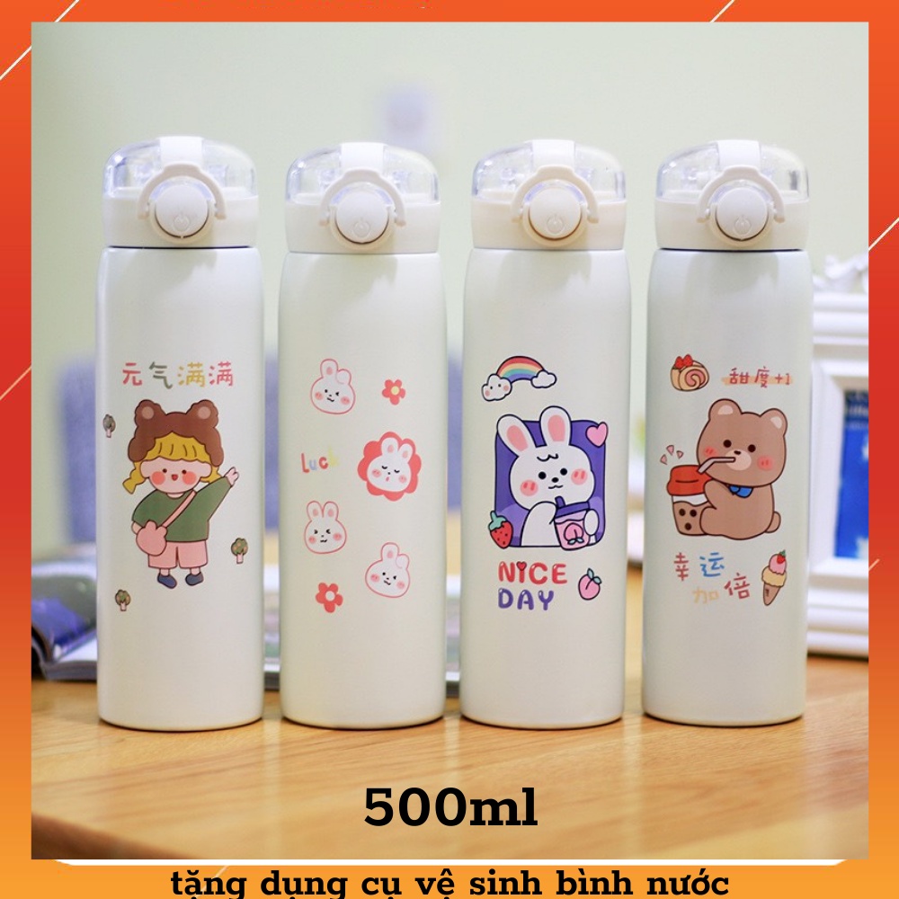 Bình giữ nhiệt cute , bình giữ nhiệt inox dung tích 500ml , LOẠI TỐT bình nước cho bé