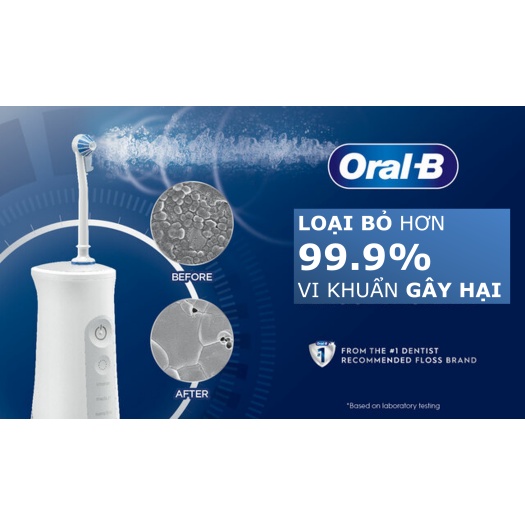 Tăm Nước Cầm Tay Oral-B Water Flosser Advanced- 3 Chế Độ, Công Nghệ Oxyjet Giúp Sạch Kẽ Răng, Sạc Cảm Ứng