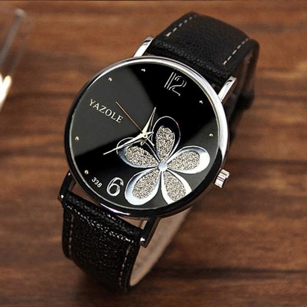 Fashion Women Quartz Watch Female Student Watches PU Strap Alloy Pattern Dial Simple Sports Wristwatch