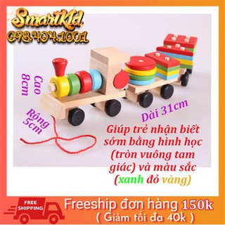 CHÍNH HÃNG_GIẢM5K_Đồ Chơi Đoàn Tàu Hỏa Thả Hình Bằng Gỗ Cho Bé_Đồ Chơi Phát Triển Kĩ Năng
