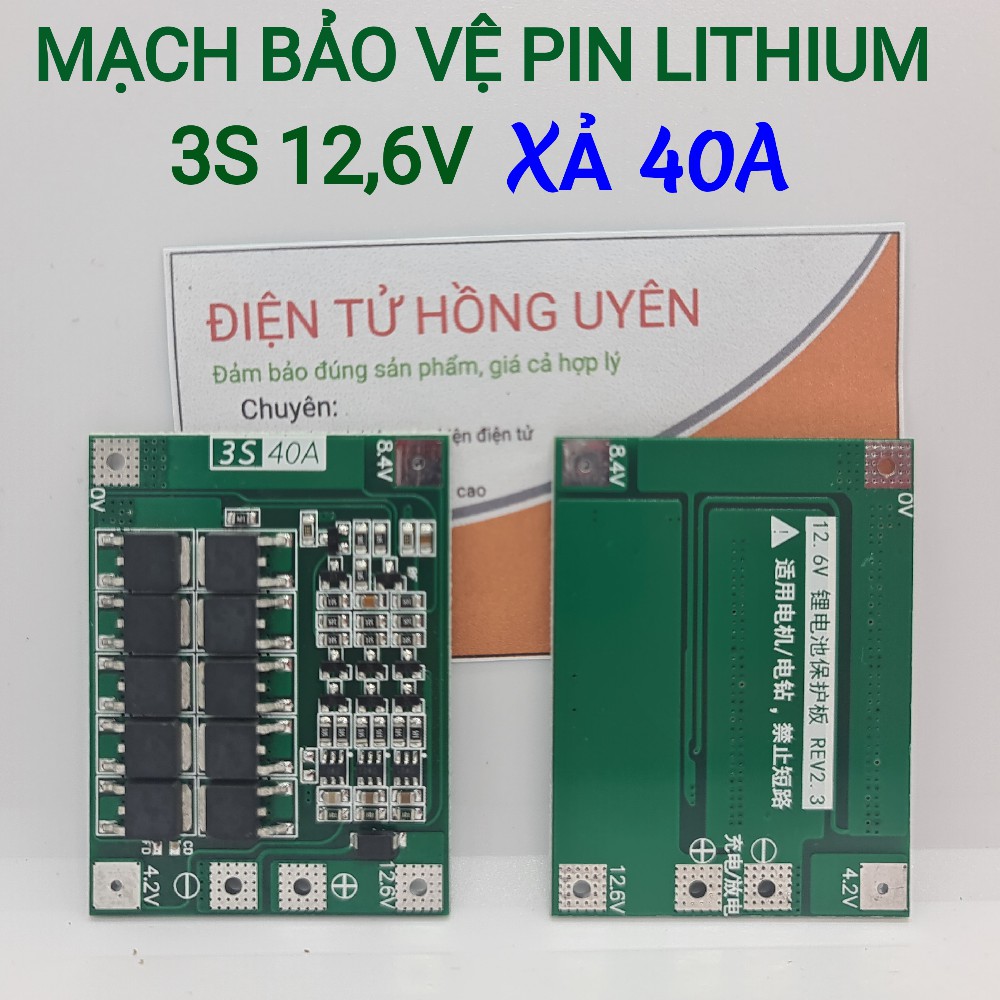 Mạch 3s 40A. Mạch bảo vệ sạc xả pin lithium Li-ion 3S 12,6V. Chuyên dùng đóng khối pin 3S máy khoan và các thiết bị 12V