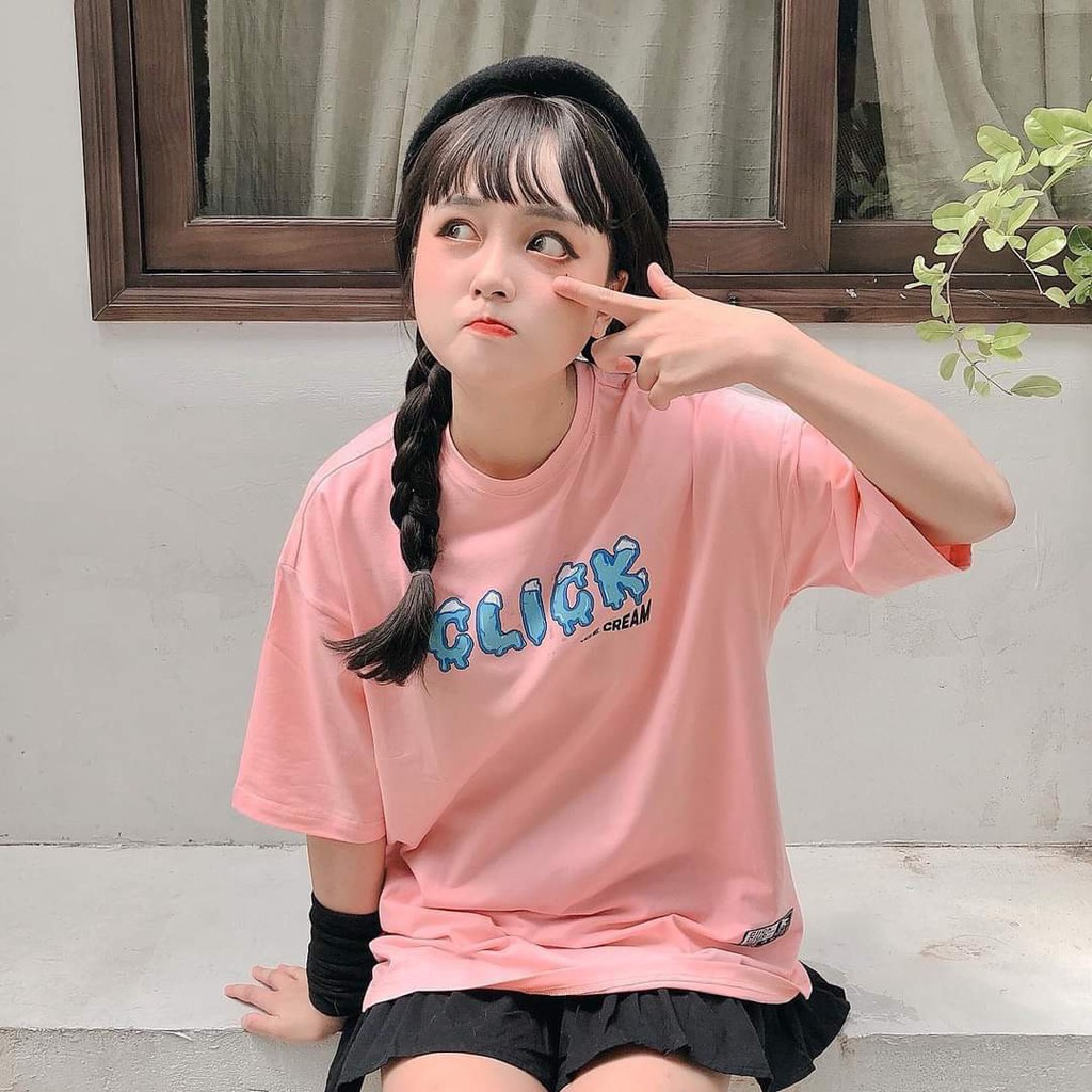 Áo Thun Tay Lỡ CLICK ICE CREAM Nhiều Màu Sắc Unisex Form Rộng