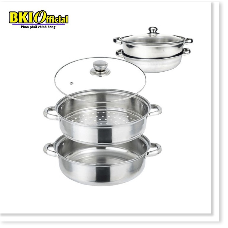 NỒI HẤP INOX 2 TẦNG ĐA NĂNG, NỒI CÁCH THỦY DÙNG ĐƯỢC CHO BẾP TỪ (SIZE 28CM) - NOIHAP2T