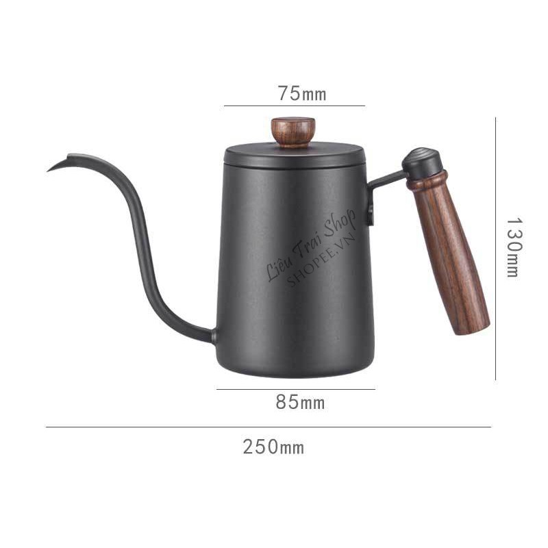 Bình drip v60  rót pha cà phê pour over cổ ngỗng cổ thiên nga cao cấp inox 304 mạ điện quang