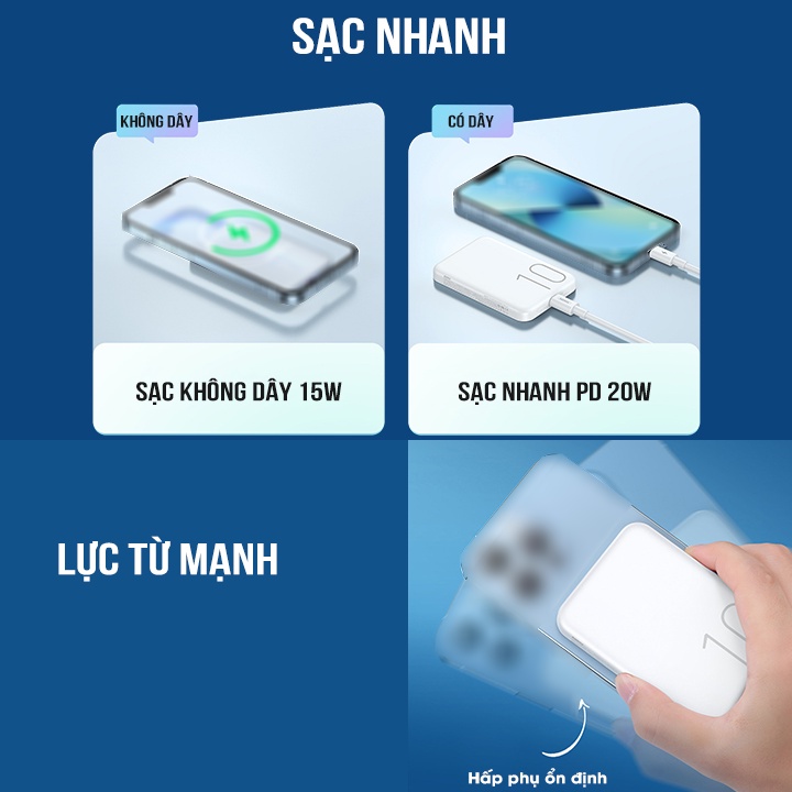 Pin dự phòng sạc nhanh Remax RPP-65 10000mAh sạc không dây wireless 15W - hỗ trợ PD 20W (4 màu)