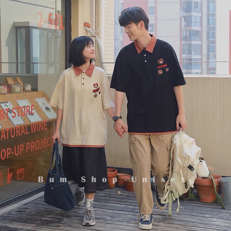 Áo Thun Polo Unisex Có Cổ Form Rộng - Nam Nữ Mang Cặp Cực Đẹp | Size 40 - 85kg | Thun Cotton Mềm Mát | Áo Phông Có Cổ