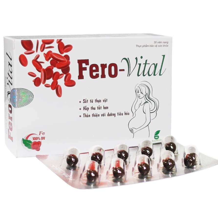 Viên Sắt FeroVital cho người thiếu máu Hộp 30 viên Chính Hãng Date mới