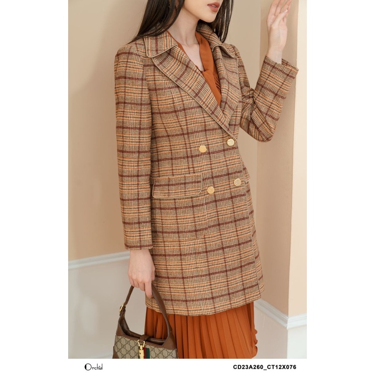 Áo khoác Mangto nữ chất vải dạ kẻ cao cấp Orchid CD23A260 | BigBuy360 - bigbuy360.vn
