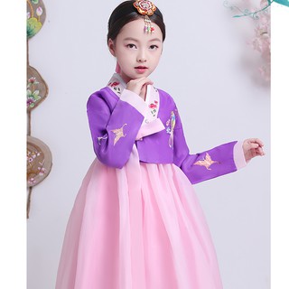 Hanbok thêu hai lớp bé gái, có ảnh thật. Hàng về sau 10 ngày.
