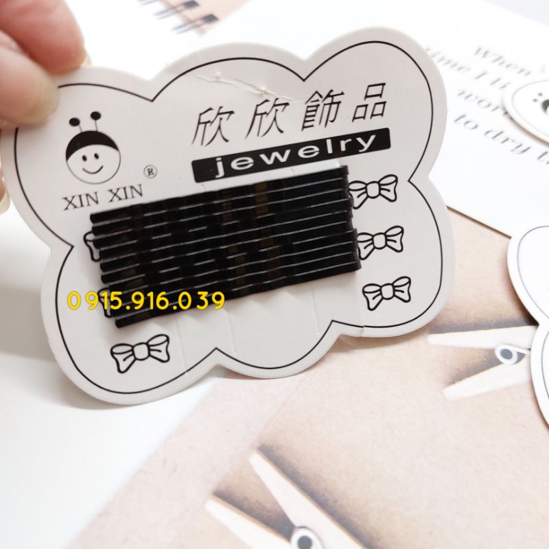 SET 10 KẸP TĂM ĐEN, Kẹp Gim Tăm Cứng Chữ Y Dùng Cho Makeup Làm Tóc