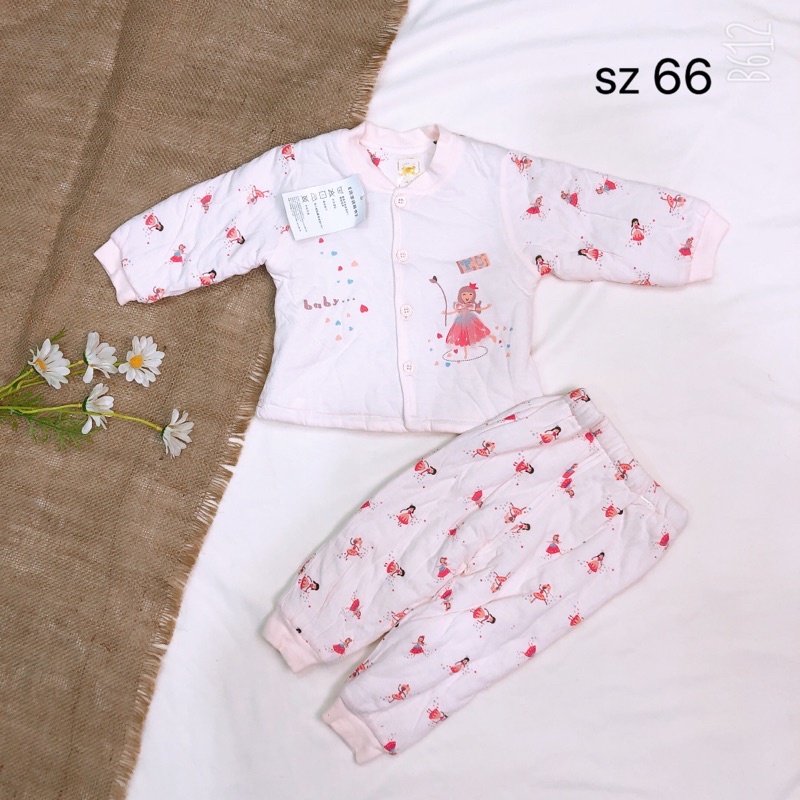 (Chon mẫu) Bộ trần bông dài cho bé trai, bé gái sz 66(6-9 tháng) from to