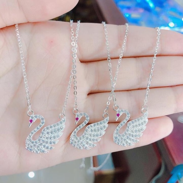 Dây chuyền nữ thiên nga đính đá chuẩn bạc ta -Bao trắng