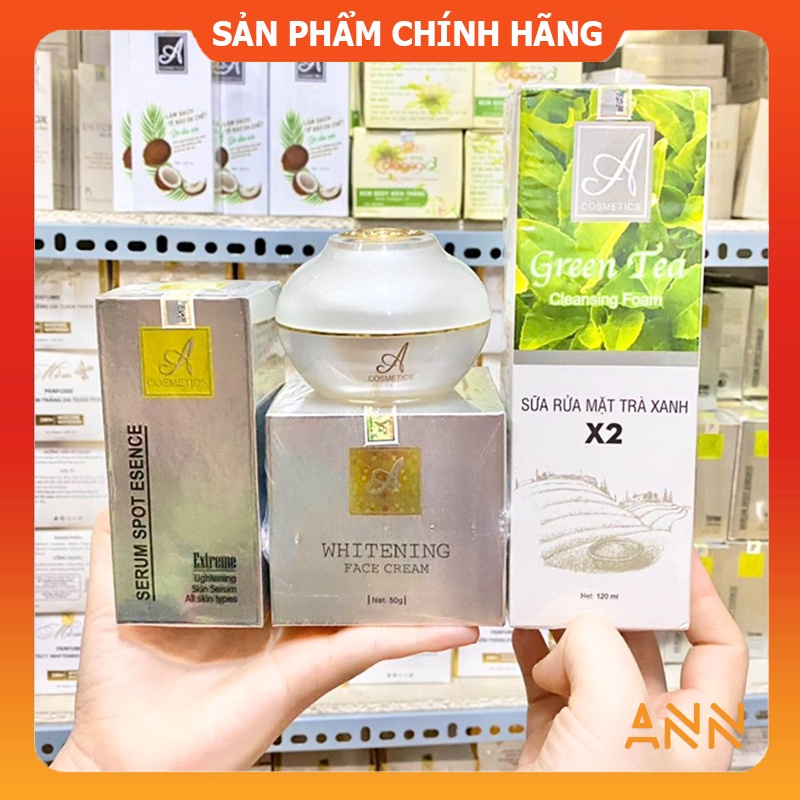 [Chính hãng] Combo Kem Face Pháp A + Sữa rửa mặt trà xanh X2 A Cosmetics + Serum huyết thanh Mỹ phẩm Phương Anh