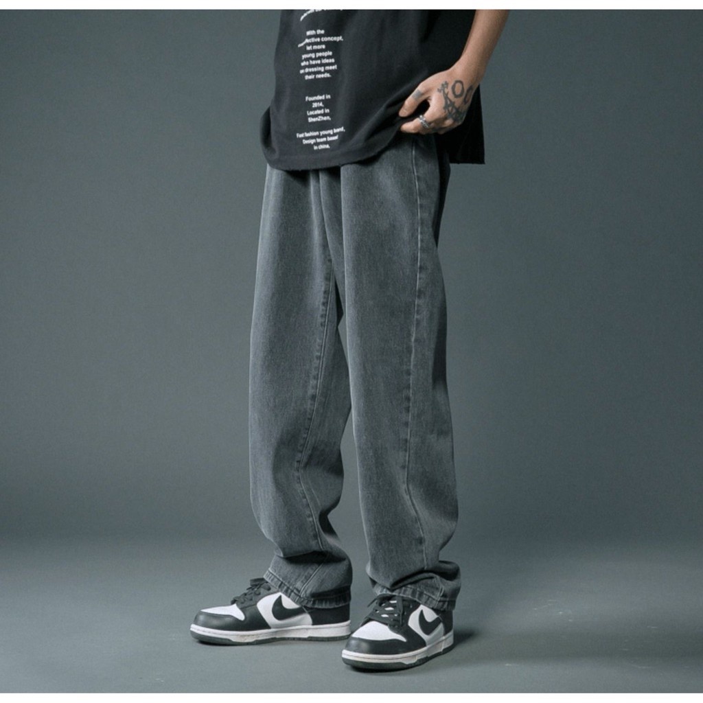 Quần jean nam baggy ống loe dáng suông lưng cao bigsize chất bò TILAA FASHION QJ02
