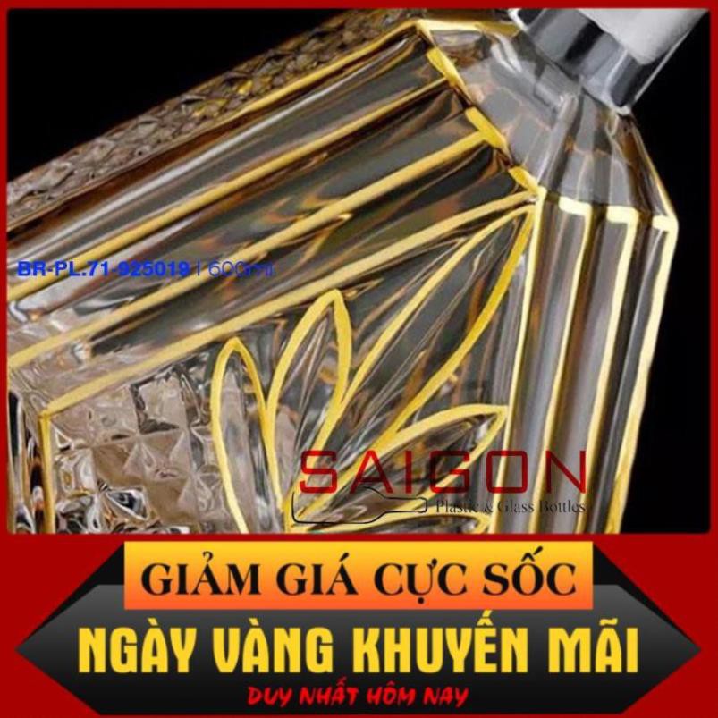 [HÀNG CHẤT LƯỢNG]  Bộ Bình Thủy Tinh Pha lê mạ Vàng 600ml ( 1 Bình 600ml + 6 Ly Pha lê )