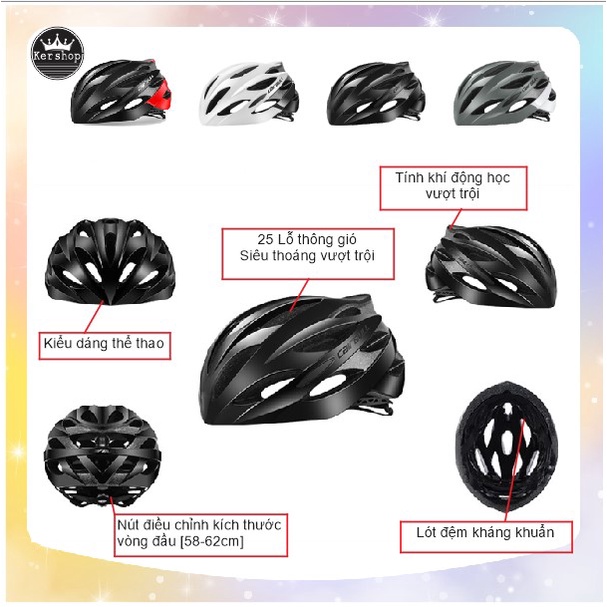 Mũ bảo hiểm xe đạp thể thao Cairbull Thời trang nam nữ đẹp siêu nhẹ_Cair2_KerShop9t