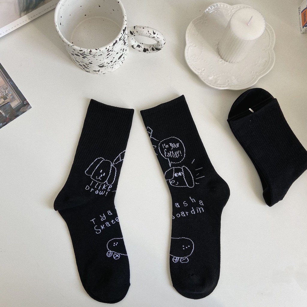 Vớ cotton ONZ Studio - SET 6 - Tất chân nam nữ cổ cao mềm mịn co giãn phong cách trẻ trung năng động TA02