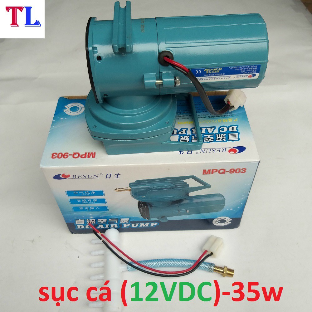 máy sủi thổi khí oxy bể cá xài bình 12v Resun MPQ 903 (35w)