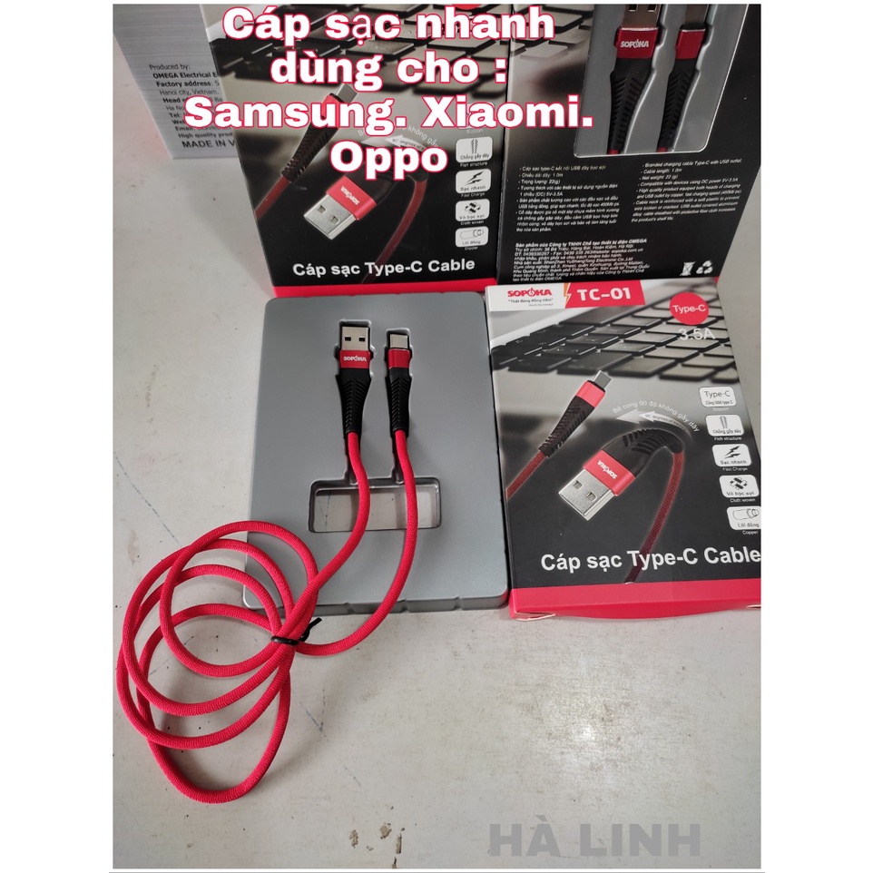 Cáp sạc dây sạc điện thoại SOPOKA DQ01 chân Micro USB  sạc nhanh TC-01 dây bọc sợi chính hãng dây 1M