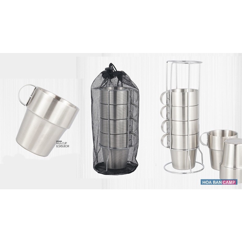 Bộ 4-6 Cốc Dã Ngoại, Cắm Trại 2 Lớp - Cách Nhiệt