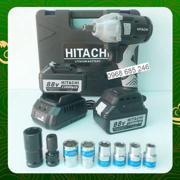 Máy xiết bulong Hitachi 88V - TẶNG 7 ĐẦU KHẨU VÀ 1 ĐẦU CHUYỂN VÍT _ Nhật Việt official