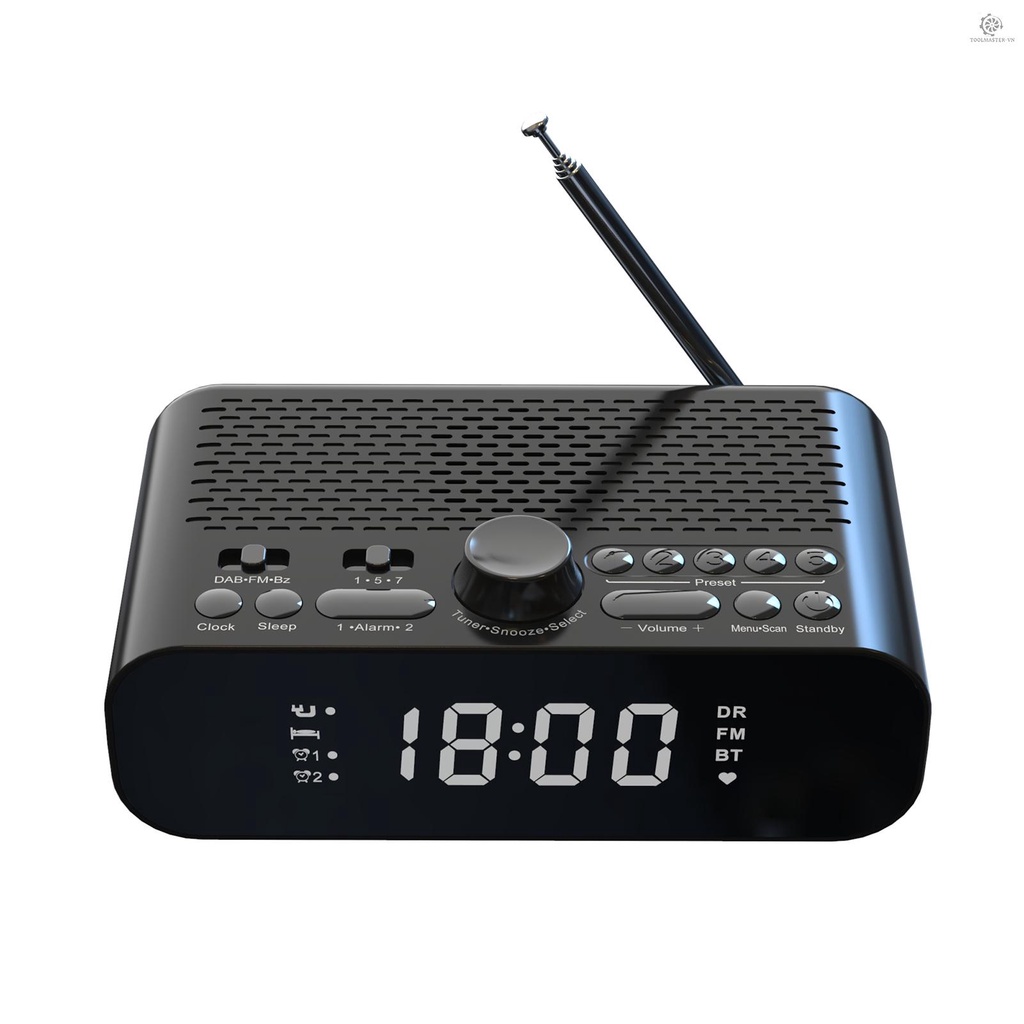 Tmvn Đồng Hồ Báo Thức Kỹ Thuật Số DAB/FM Có Màn Hình LED Hiển Thị Số Kép/Quay Giờ Sạc Pin Dài Có Thể Sạc Lại