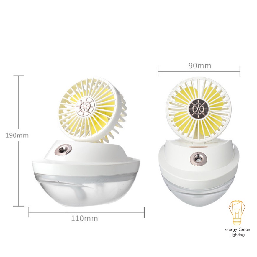 Quạt Phun Sương Energy Green Lighting Tích Điện SX-HF01 - Kiểu Dáng Du Thuyền - Khếch Tán Tinh Dầu, Tạo Ẩm