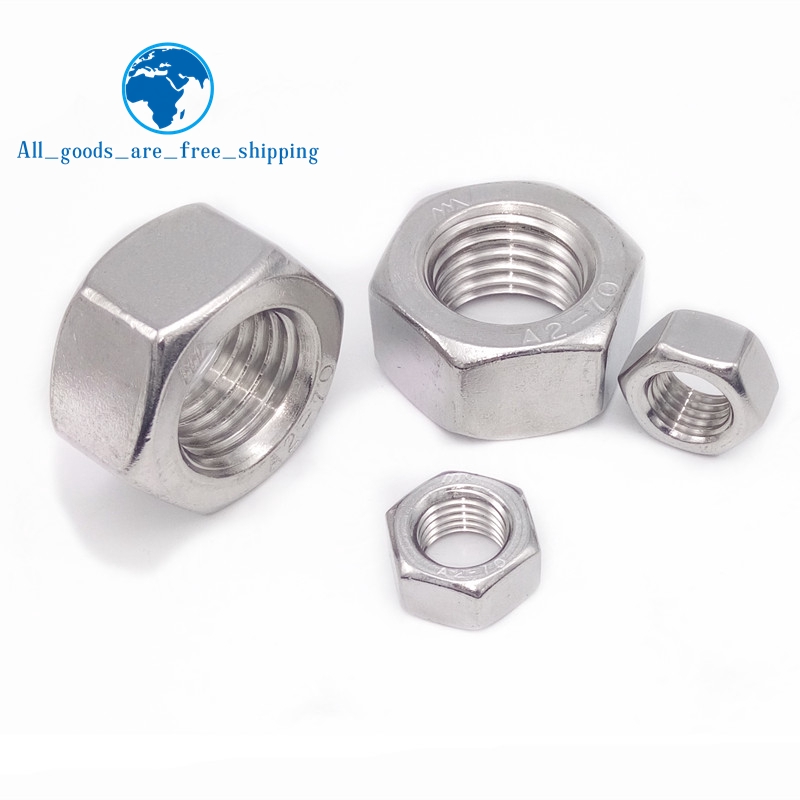 Set 10 Đai Ốc Lục Giác Bằng Thép Không Gỉ Din934 M2 M2.5 M3 M4 M5 M6 M8 304