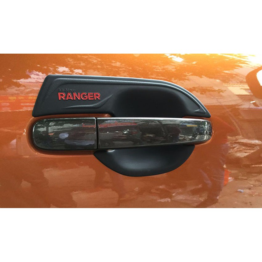 Bộ ốp tay nắm - hõm cửa xe Ford Ranger - nhựa ABS đen(hàng cao cấp)