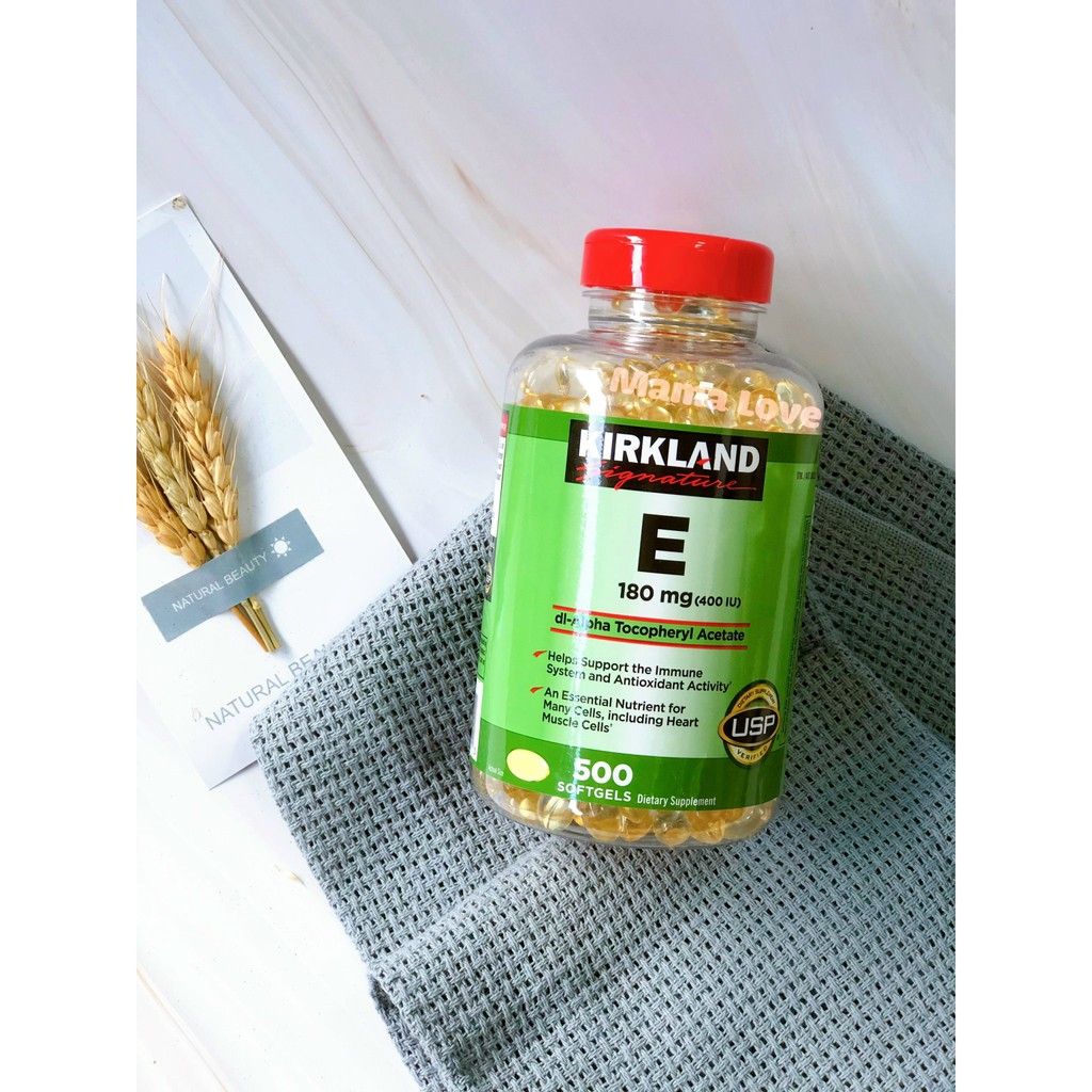 Vitamin E 400 IU 500 Viên Kirkland Của Mỹ giúp da trắng sáng, mờ thâm nám, chảy xệ