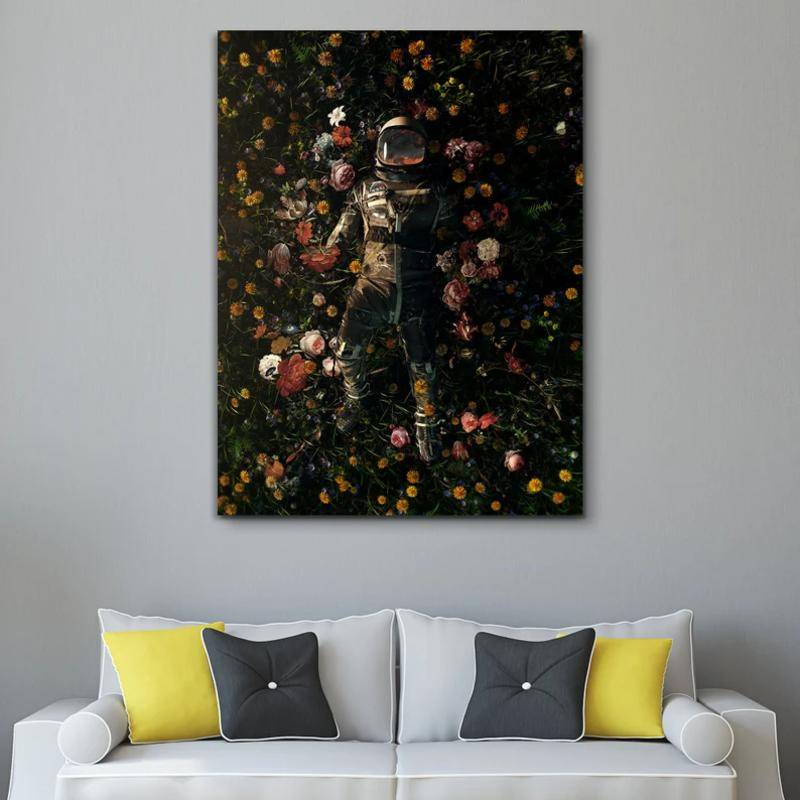 Tranh Vải Bạt Treo Tường In Hình Phi Hành Gia Vũ Trụ Trang Trí Phòng Ngủ Cho Bé Trai/Y Tá/Bé Trai