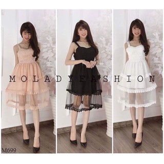 Đầm dự tiệc ren phối lưới 3 tầng siêu xinh