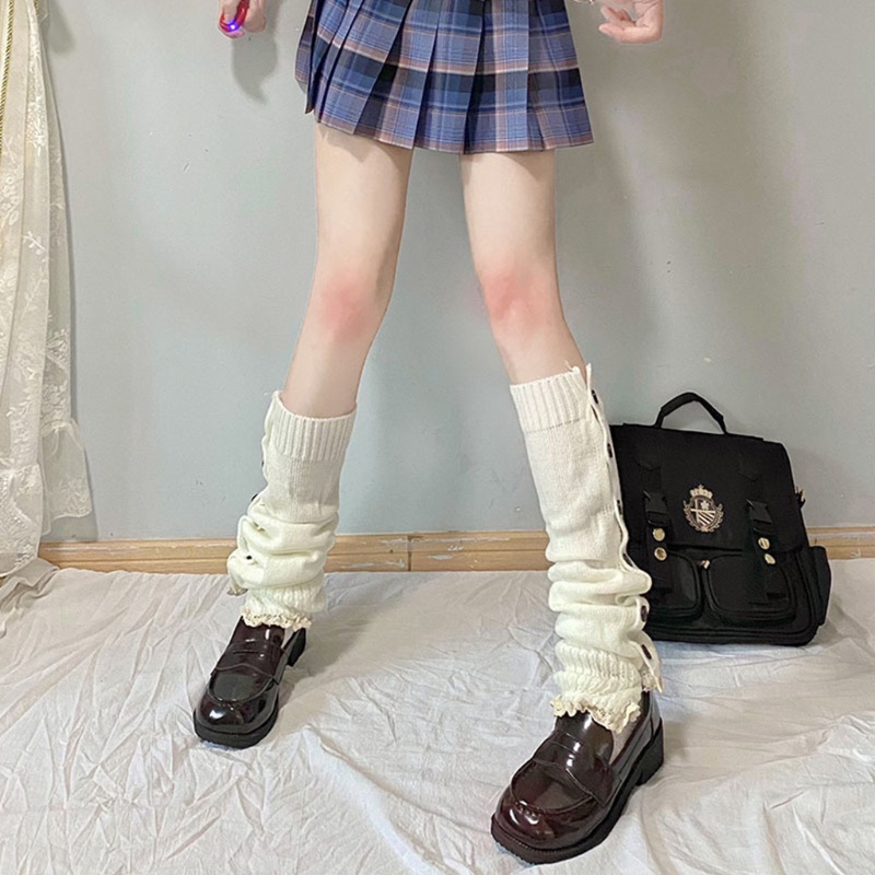 Tất chân giữ ấm phối ren phong cách lolita dễ thương đáng yêu dành cho nữ