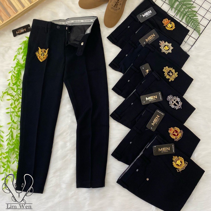 Quần Logo Đính Đá ( Ảnh Thật ) - Chất Vải Cao Cấp (Ko Nhăn) - Quần Âu Logo , Quần Tây Nam , Quần Vải Logo - Lim Wen