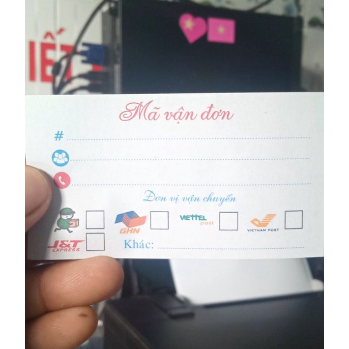 Phiếu ghi mã vận đơn  có lớp keo in theo yêu cầu