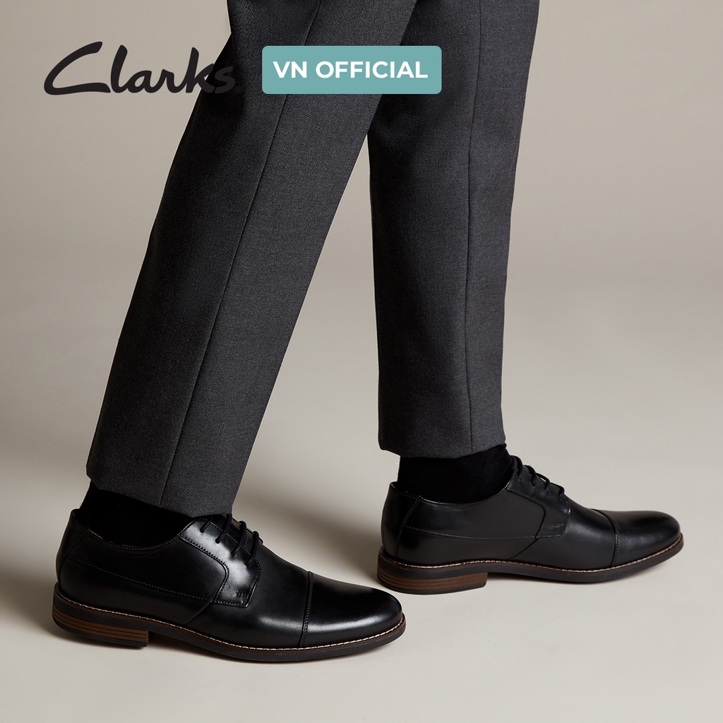 Giày buộc dây nam CLARKS Becken Cap màu đen