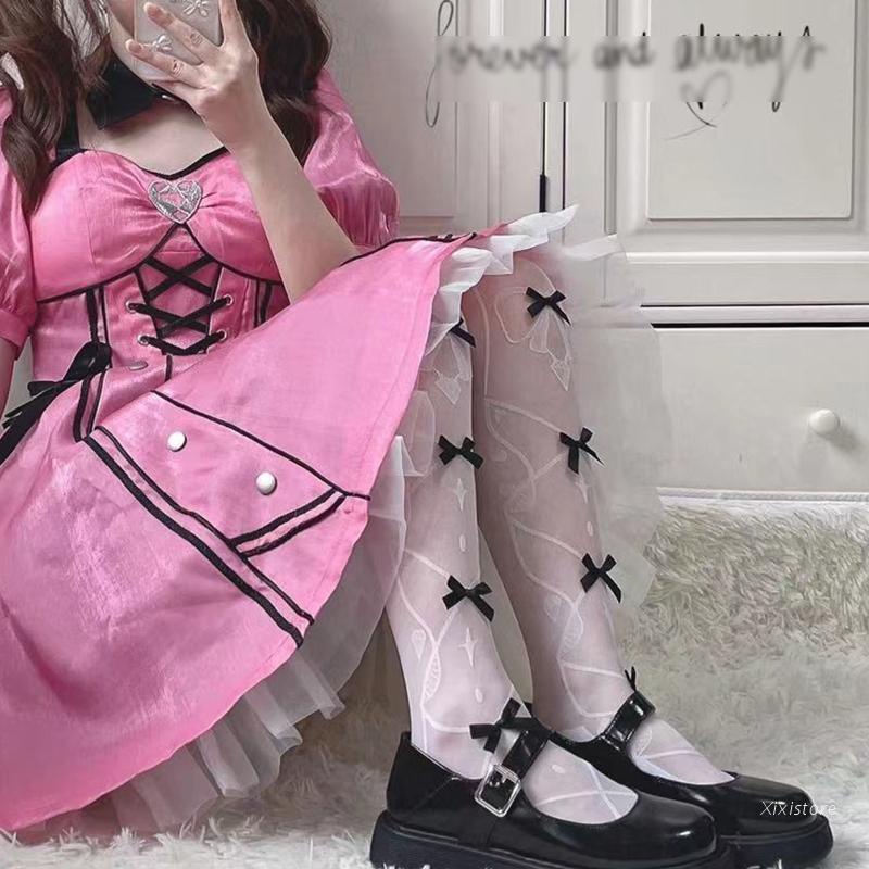 Xixi Vớ Dài Qua Gối Đính Nơ Phong Cách Lolita 3D