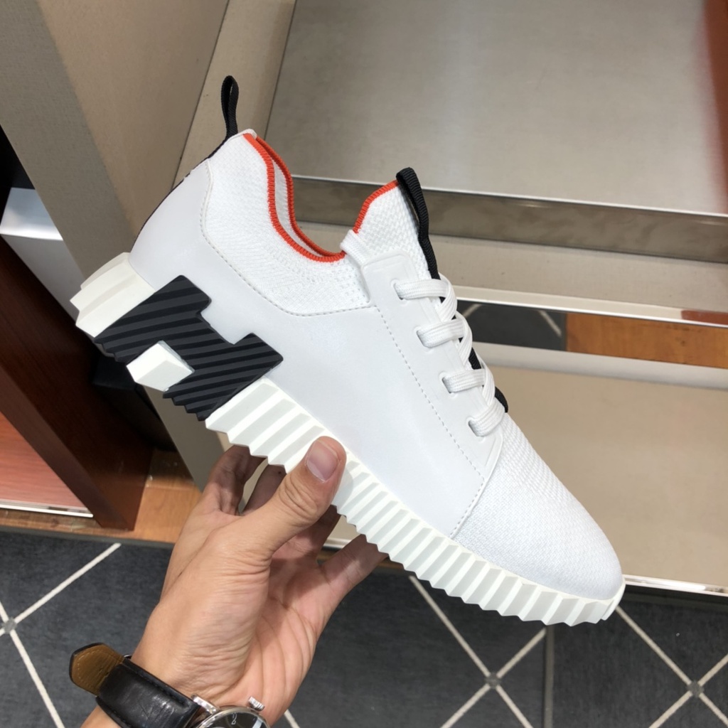 Giày sneaker nam da thật thời trang cao cấp Hermes phong cách năng động, đường phố