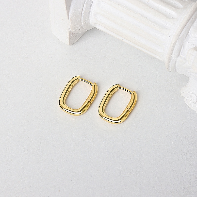 Khuyên Tai Hình Vuông Màu Vàng / Bạc Phong Cách Punk Hip Hop Ngọt Ngào Cho Nữ