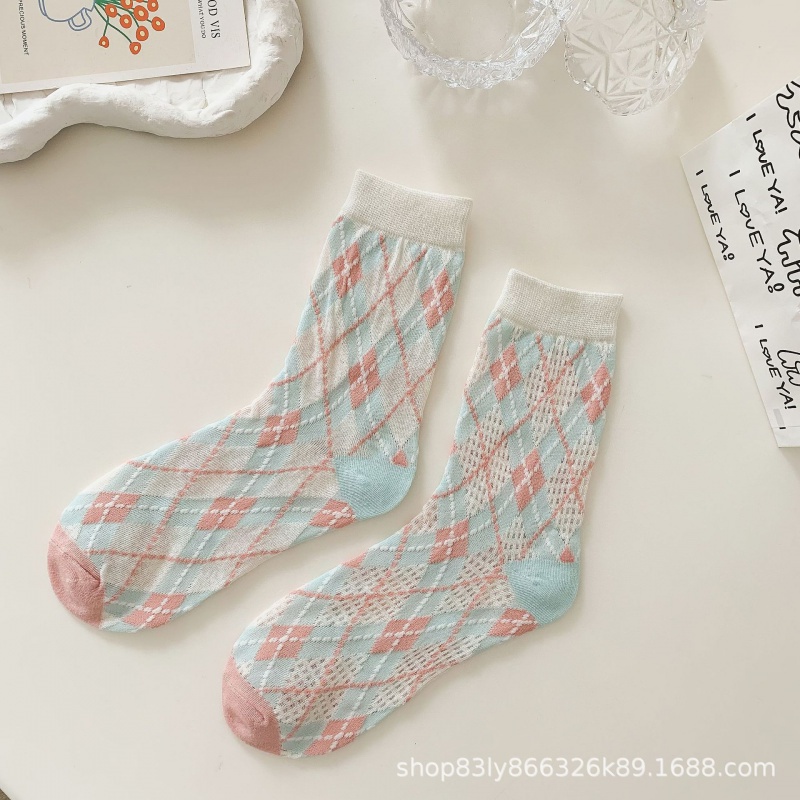 Vớ Lưới Cổ Vừa Thoáng Khí Họa Tiết Hoa Tulip Dễ Thương Phong Cách Nhật Bản Thời Trang Mùa Hè Cho Nữ