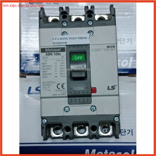 Aptomat Átt Khối 3 Pha MCCB LS 3P ABN103C 100A .